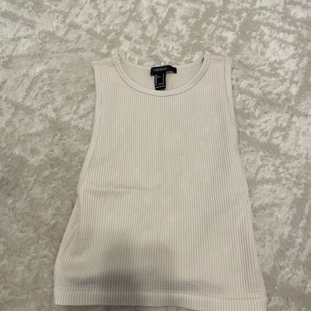 Forever 21 Cream Ribbed Tank Top